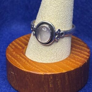 Sterling Silver Moonstone Cabochon Ring - White Moonstone
